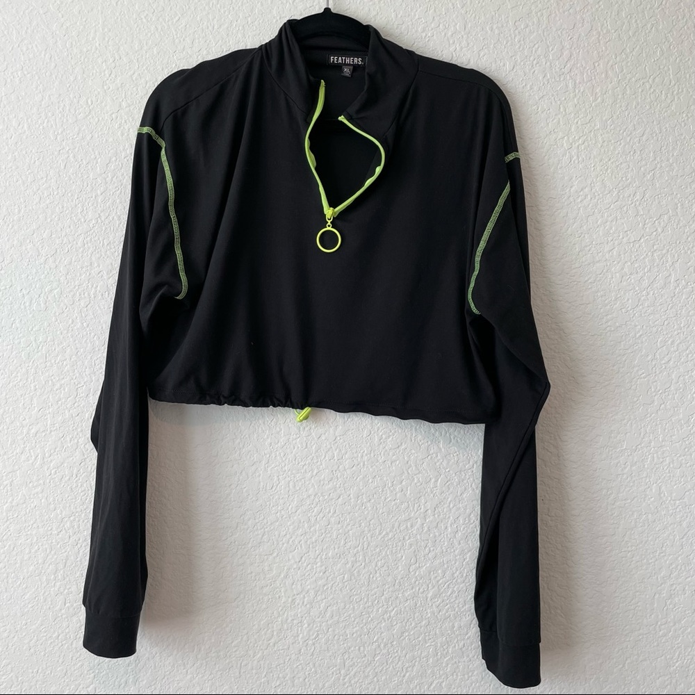 Feathers Womens Hoodie Size Small XL Cropped Training Black Lightweight Workout